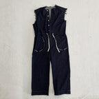 Vintage Loose Raw Edge Sleeveless Jumpsuit Jeans