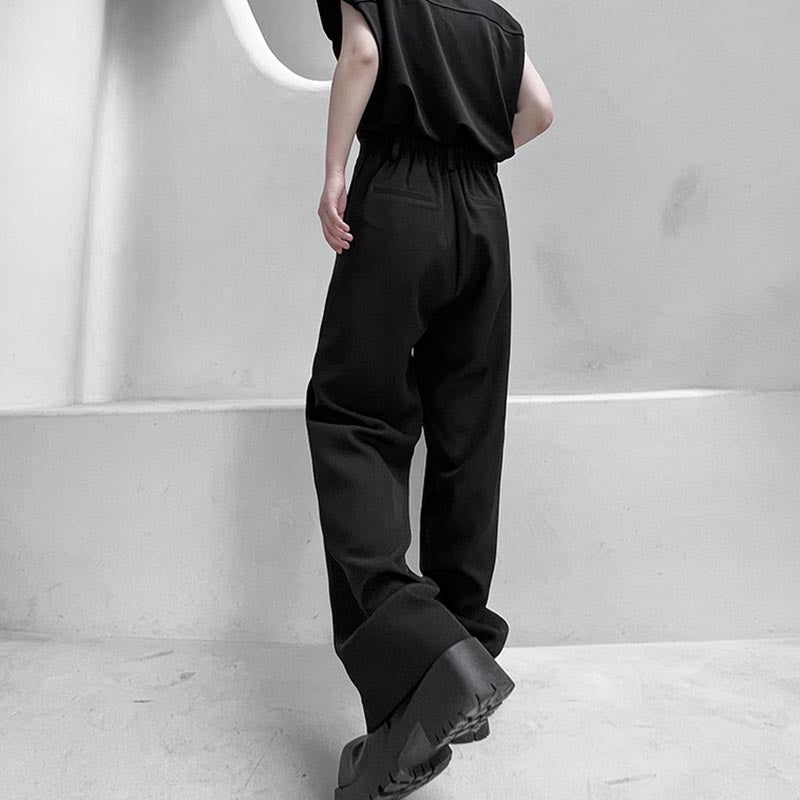 Thin Drape Slit Straight Casual Pants