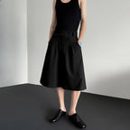 Button-embellished Draped Wide-leg Casual Suit Shorts