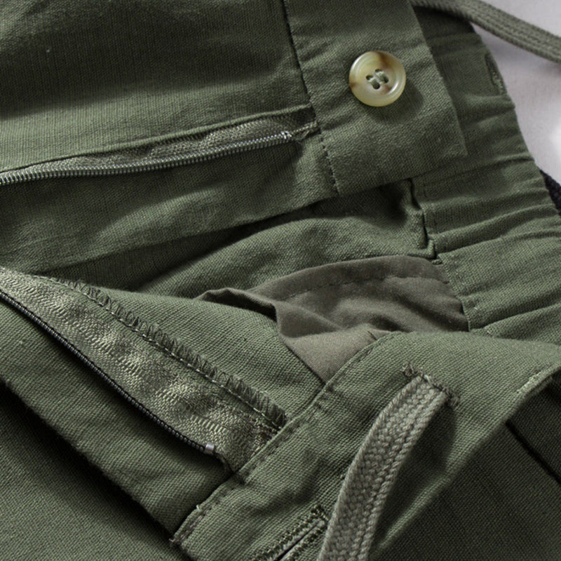 Thin Cotton and Linen Basic Solid Color Straight Loose Shorts