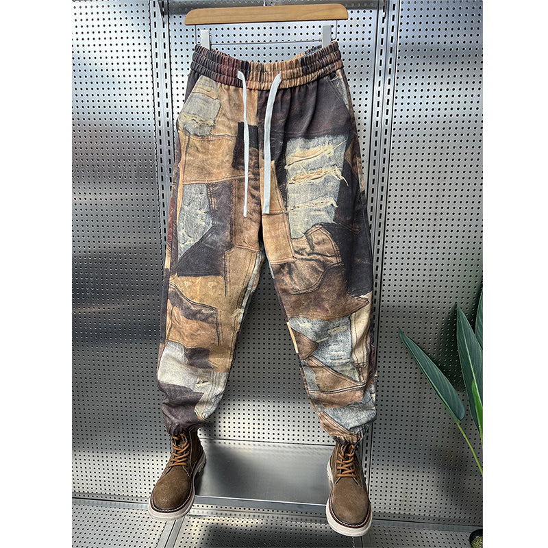 Retro Patchwork Floral Loose Harem Pants