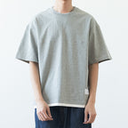 Japanese Loose Drop Shoulder Fake Two Piece T-shirt