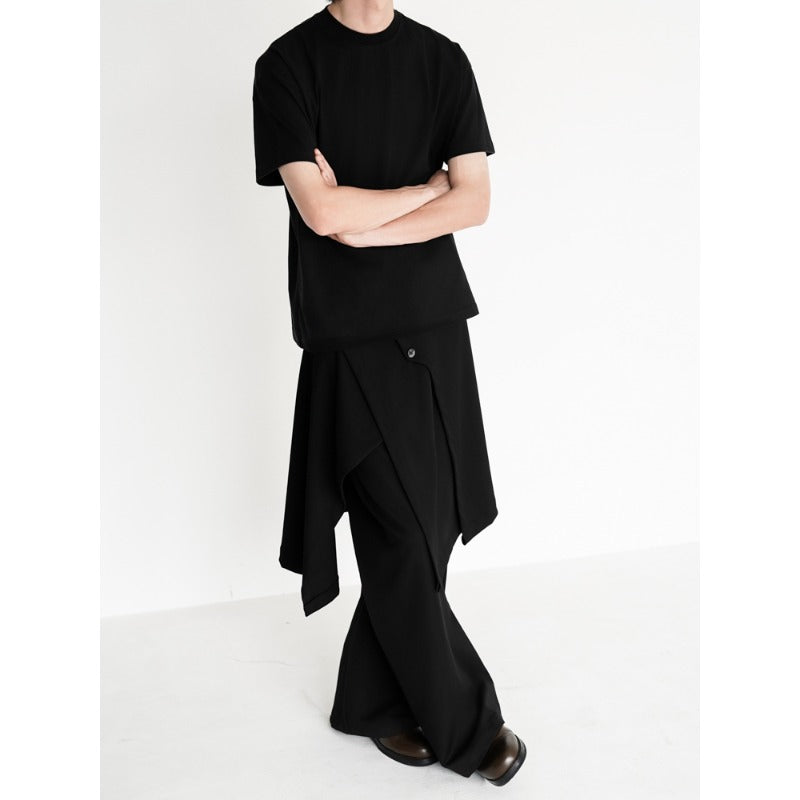 Asymmetric Deconstructed A-line Slit Multi-button Skirt