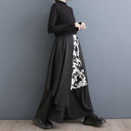 Spliced Loose High-waisted Irregular Wide-leg Pants Skirt