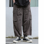 Retro Multi-pocket Wide-leg Pants