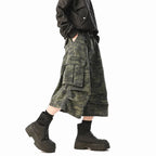 American Camouflage Multi-pocket Loose Cropped Shorts