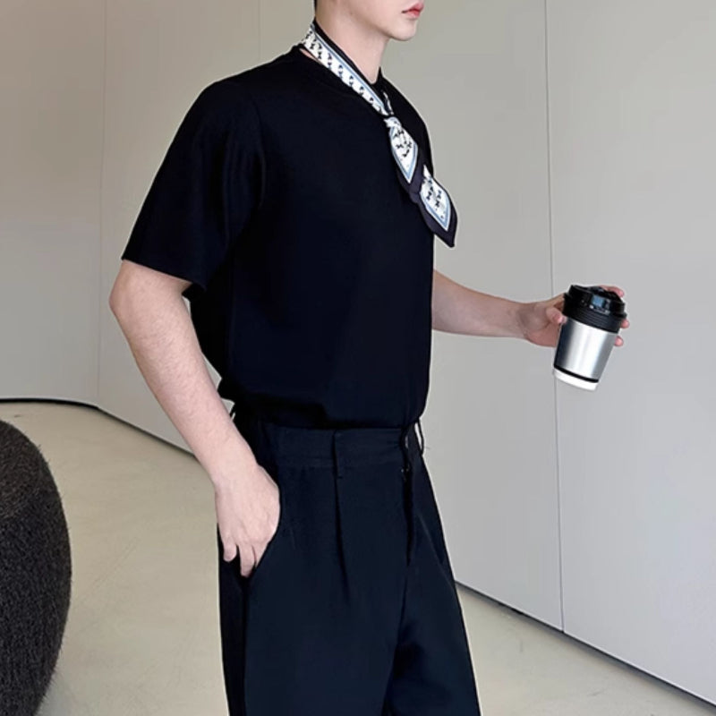 Summer Round Neck Loose Scarf Casual T-shirt