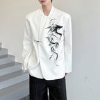 Ink Dragon Print Casual Blazer
