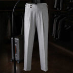 High-waisted Parisian Button Draped Suit Trousers