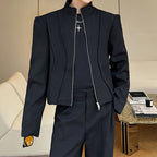 Retro Short Jacket Stand Collar Zipper Jacket