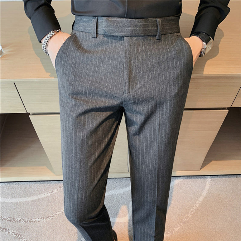 Striped Business Casual Slim Fit Suit Pants