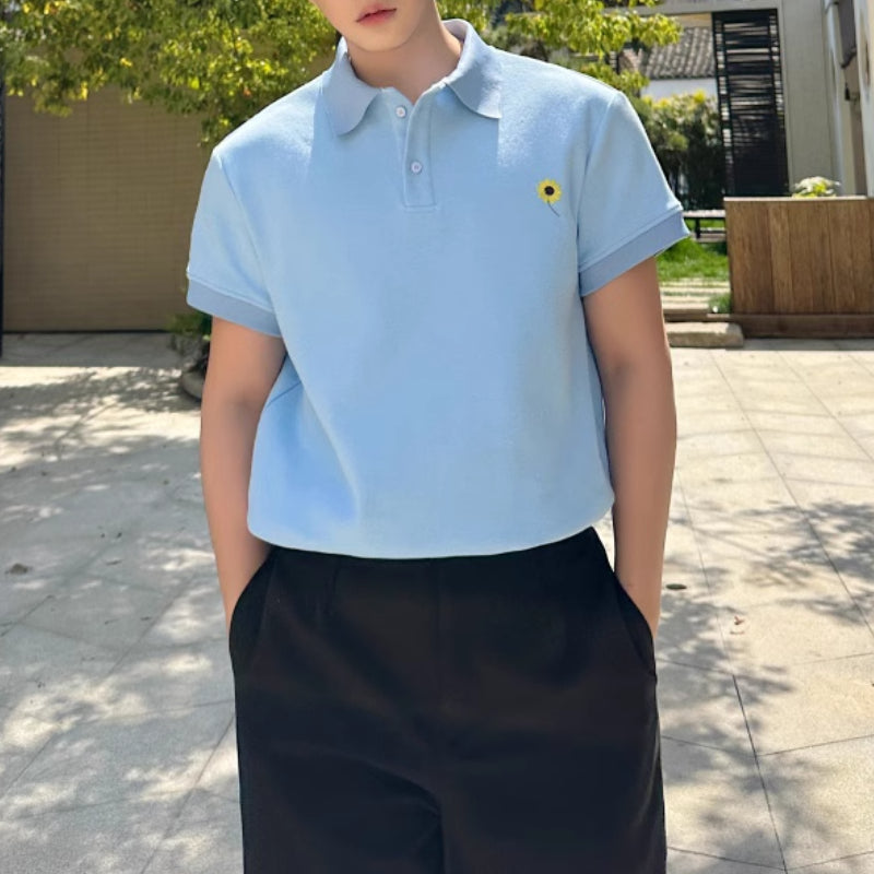 Lapel Loose Casual Embroidered Polo Shirt