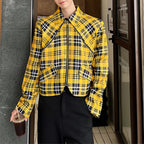Yellow Plaid Casual Short Jacket