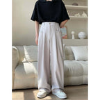 Drape Straight Eye Trim Casual Pants