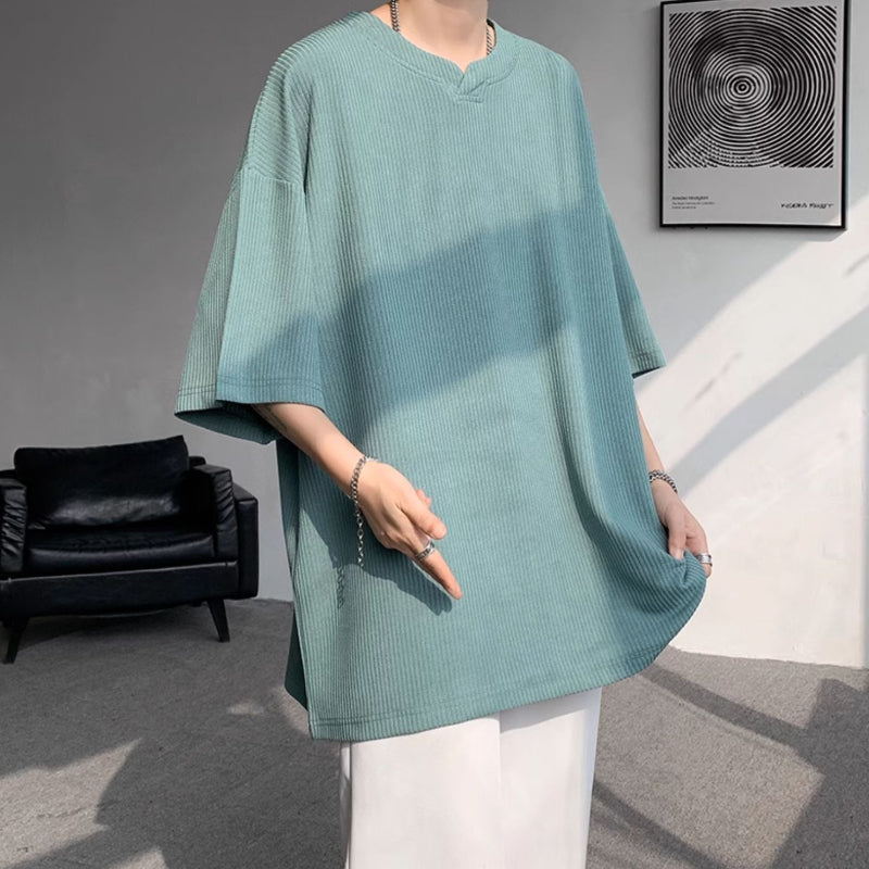 V-neck Ice Silk Loose Short-sleeved T-shirt