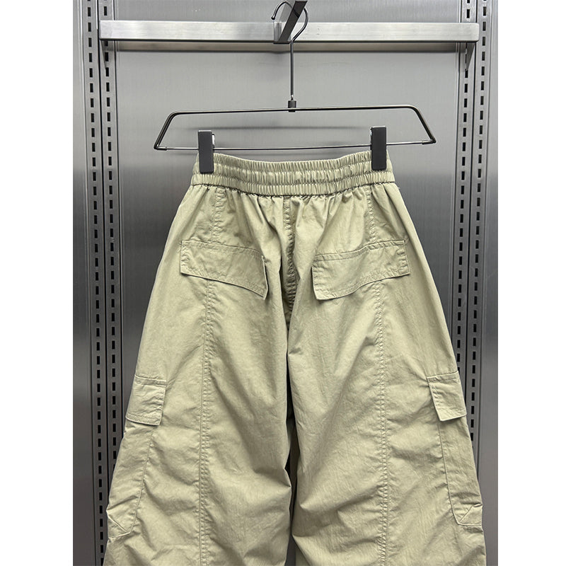 Ice Silk Loose Straight Cargo Trousers