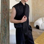 Sleeveless Satin Waistcoat Shirt