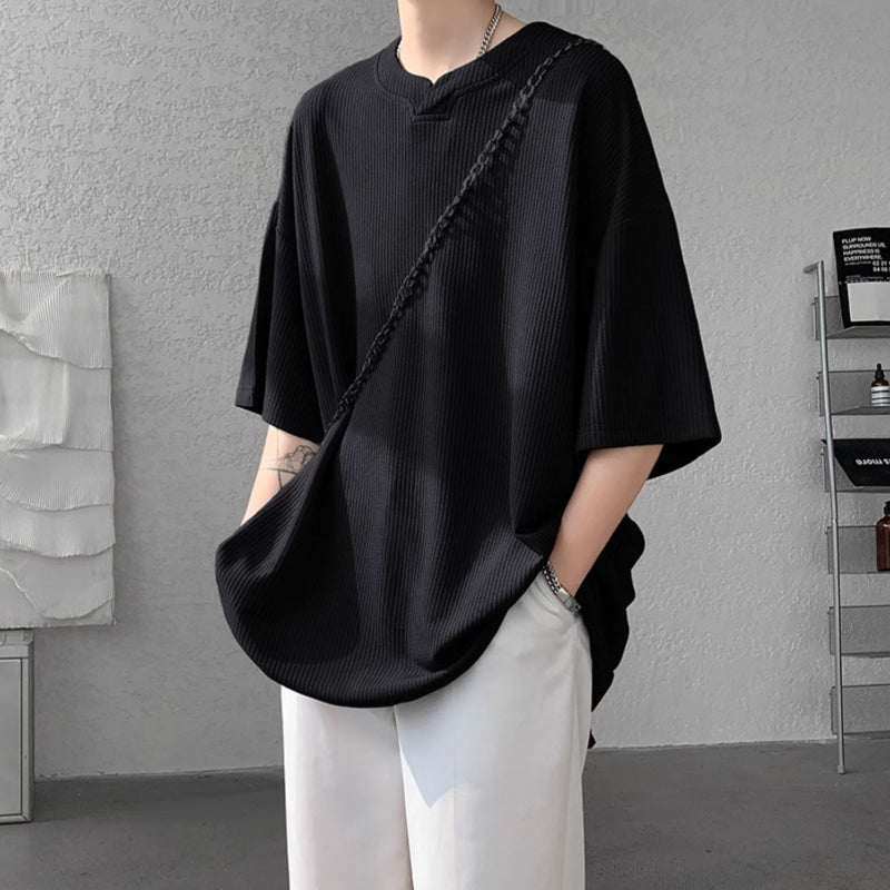 V-neck Ice Silk Loose Short-sleeved T-shirt