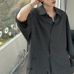 Polka Dot Bat Sleeve Short Sleeve Shirt