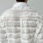 Tassel Striped Hollow Loose Shirt