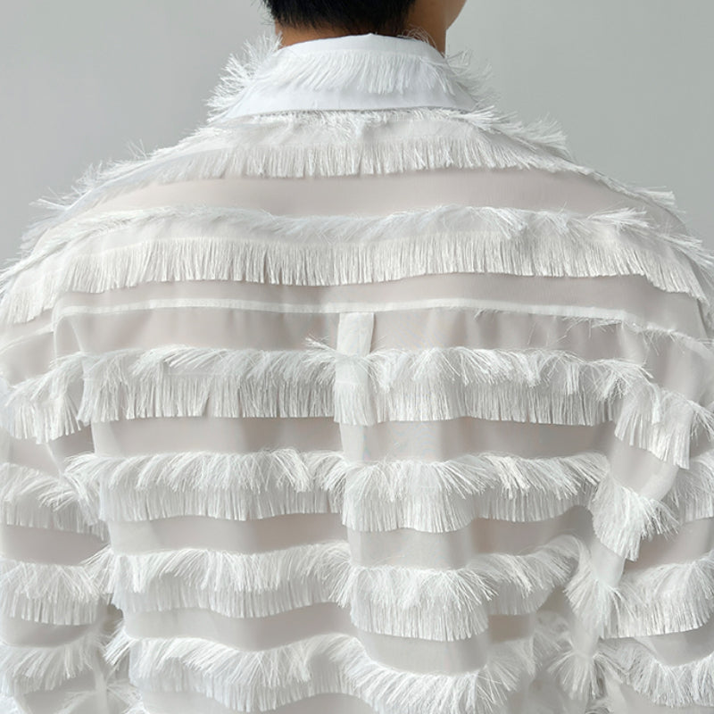 Tassel Striped Hollow Loose Shirt