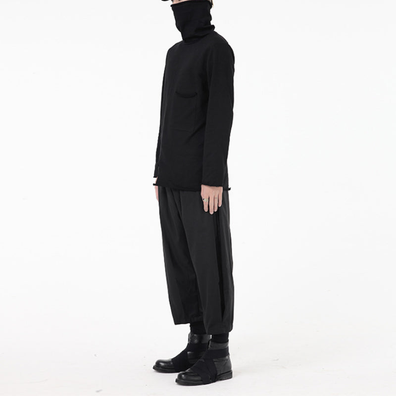 Dark Long-sleeved Pullover Turtleneck T-shirt