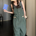 Denim Casual Wide-Leg Overalls