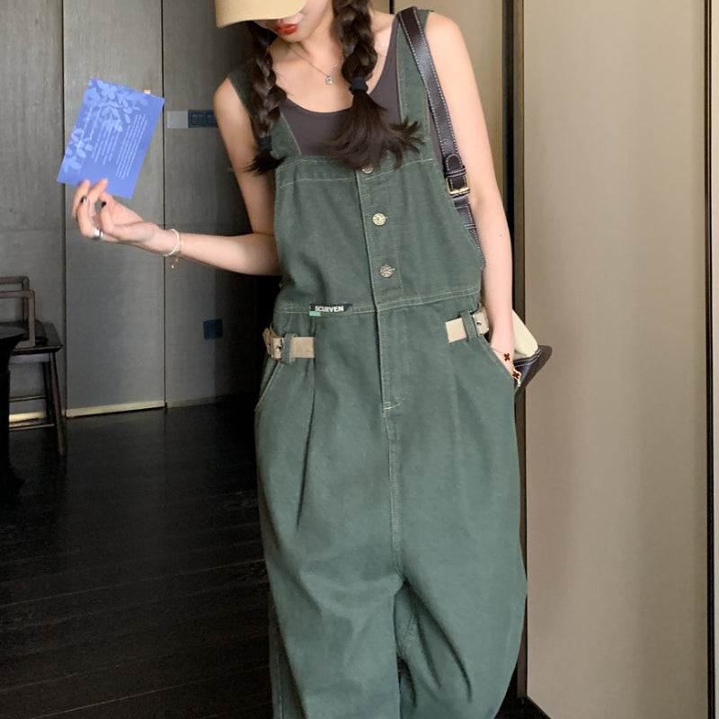 Denim Casual Wide-Leg Overalls