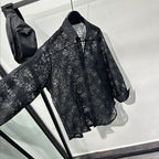 Hollow Floral Jacquard Loose Casual Shirt