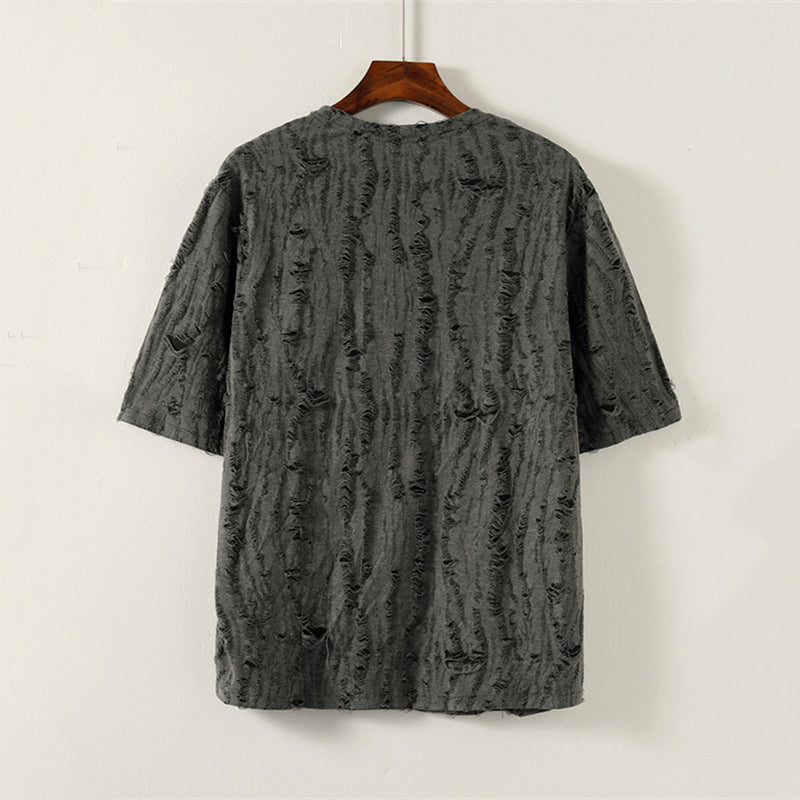 Buttoned Short-sleeved Vintage Hollow Top