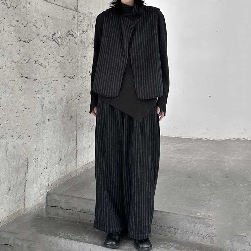 Black Casual Striped Vest