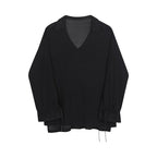 V Neck Cuffs Drawstring Sweatshirt
