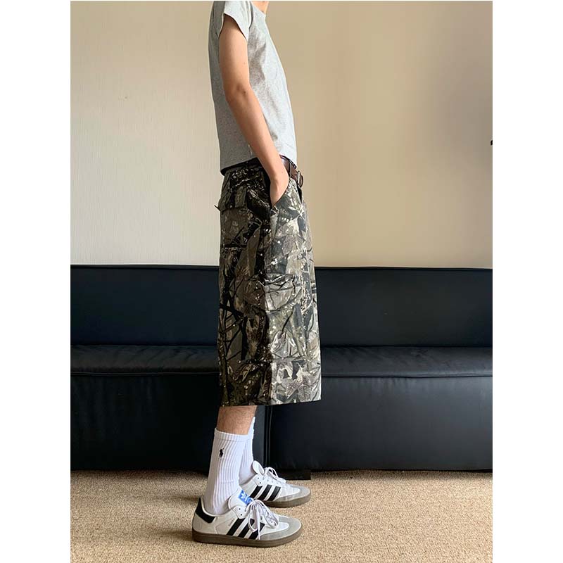 Vintage Camouflage Cargo Loose Shorts