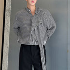 Plaid Deconstructed Ribbon Striped Shirt