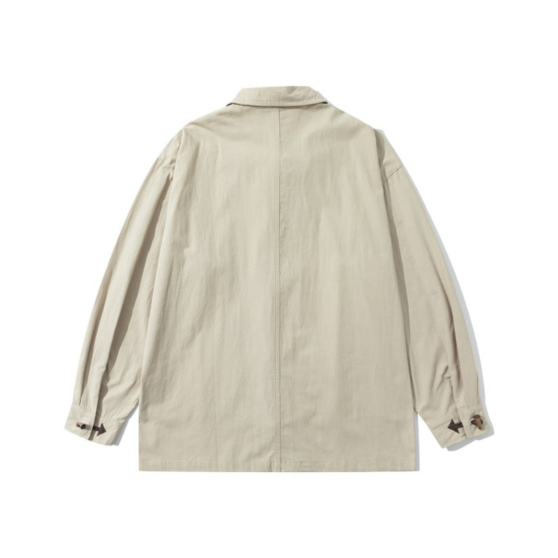 Horn Buttoned Loose Pointed Collar Shirt