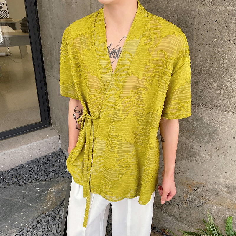 Hollow Floral Strap Vintage Shirt