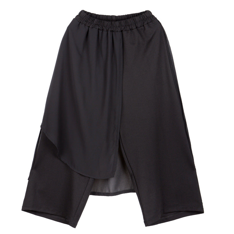 Patchwork Asymmetric Pants Skirt
