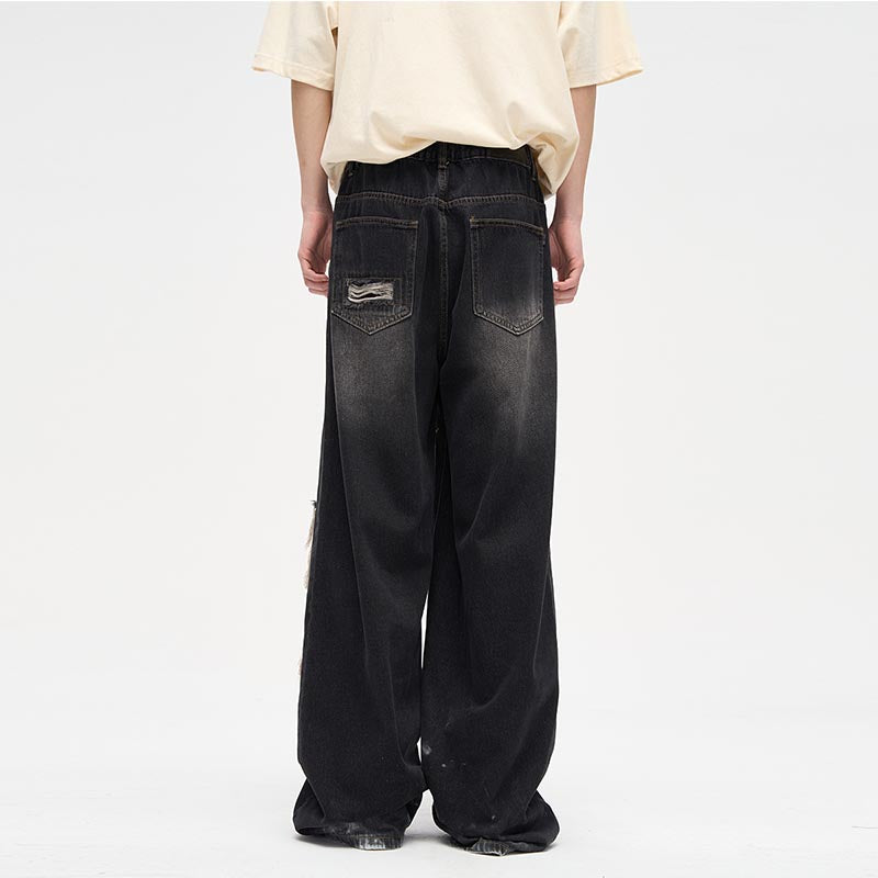 Ripped Loose Straight Pants
