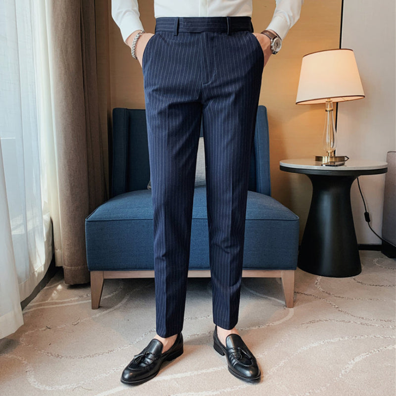 Striped Business Casual Slim Fit Suit Pants