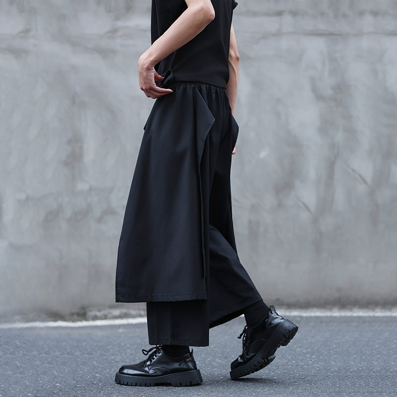 Japanese Fake Two-piece Draped Straight Wide-leg Pants