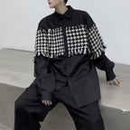 Plaid Panel Loose Long Sleeve Shirt