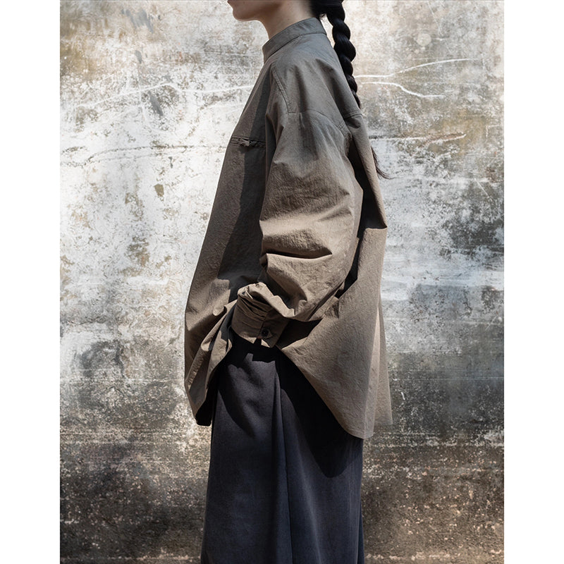 Vintage Stand Collar Loose Shirt