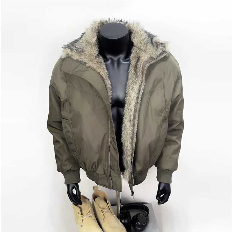 Vintage Faux Fur Collar Hooded  Short Jacket