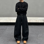 Denim Silhouette Black Vintage Wide-leg Pants