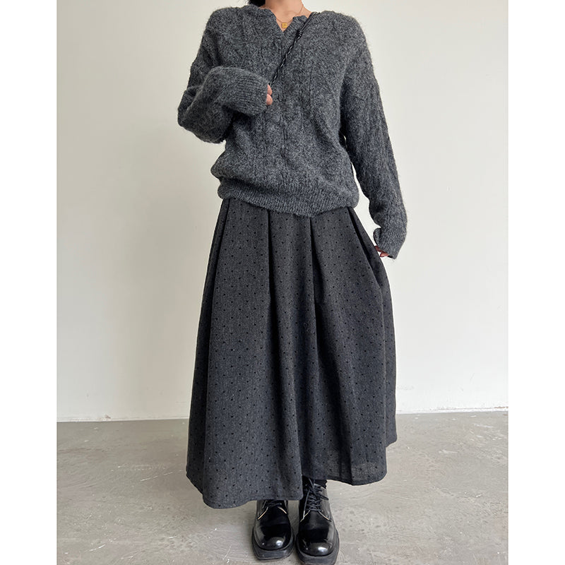 Polka Dot High Waist Pleated Skirt
