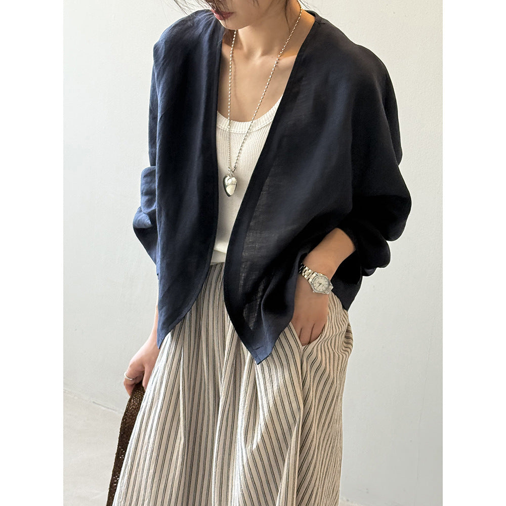 Vintage Ramie Loose Cardigan Shirt