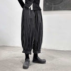 Dark Thick Striped Casual Pants