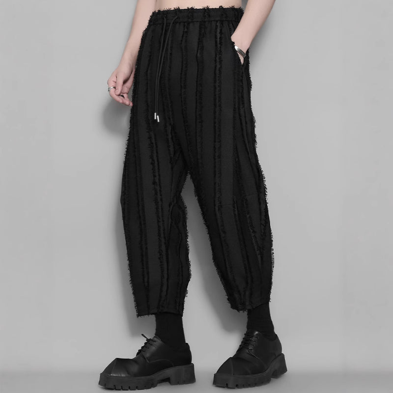 Striped Fringed Casual Pants