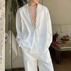 V-neck Sequined Silhouette Shirt