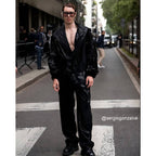 Loose Sequined Casual Shirt and Pants Suit Two Piece Sets